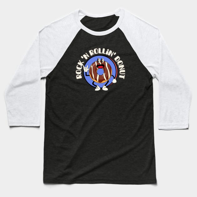 Rock ´n Rollin´ Donut Baseball T-Shirt by PoiesisCB